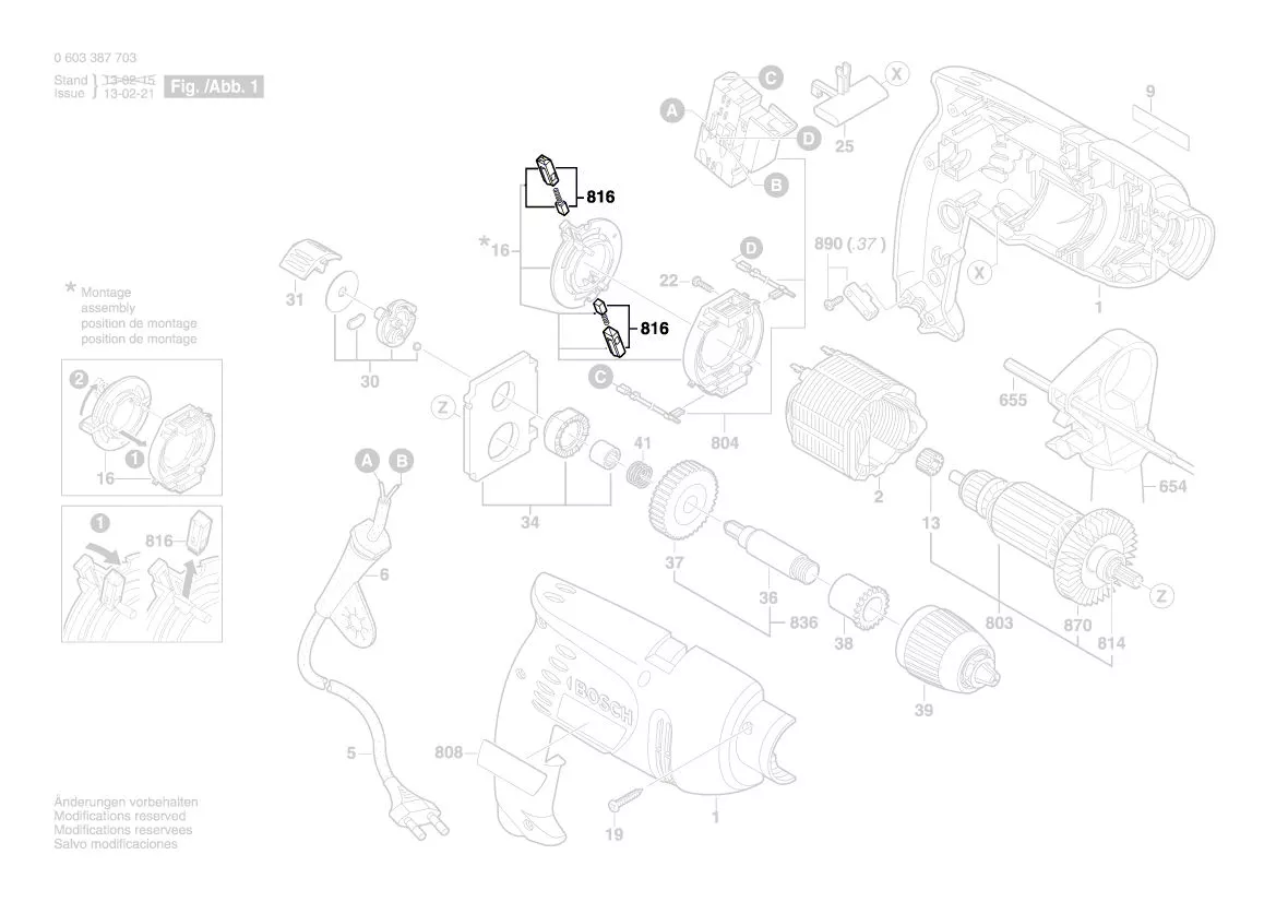 Balais charbon réf. 2 607 014 013 BOSCH